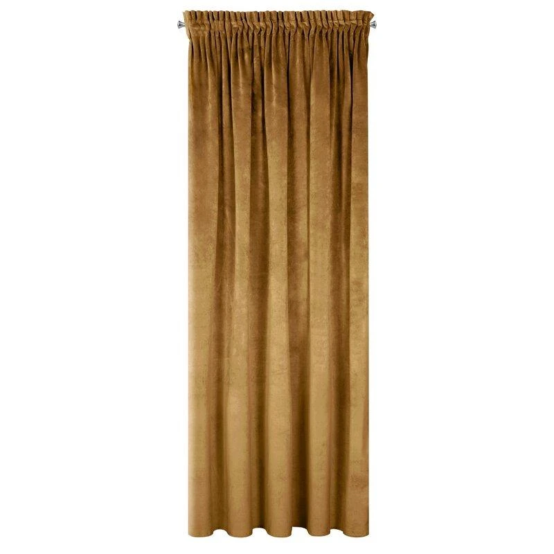Naktinė užuolaida iš minkšto aksomo Eurofirany DIVA LINE RIA 140X270 cm, juosta/ tunelis/ kabliukai, 300g/m2, spalva: auksinė
