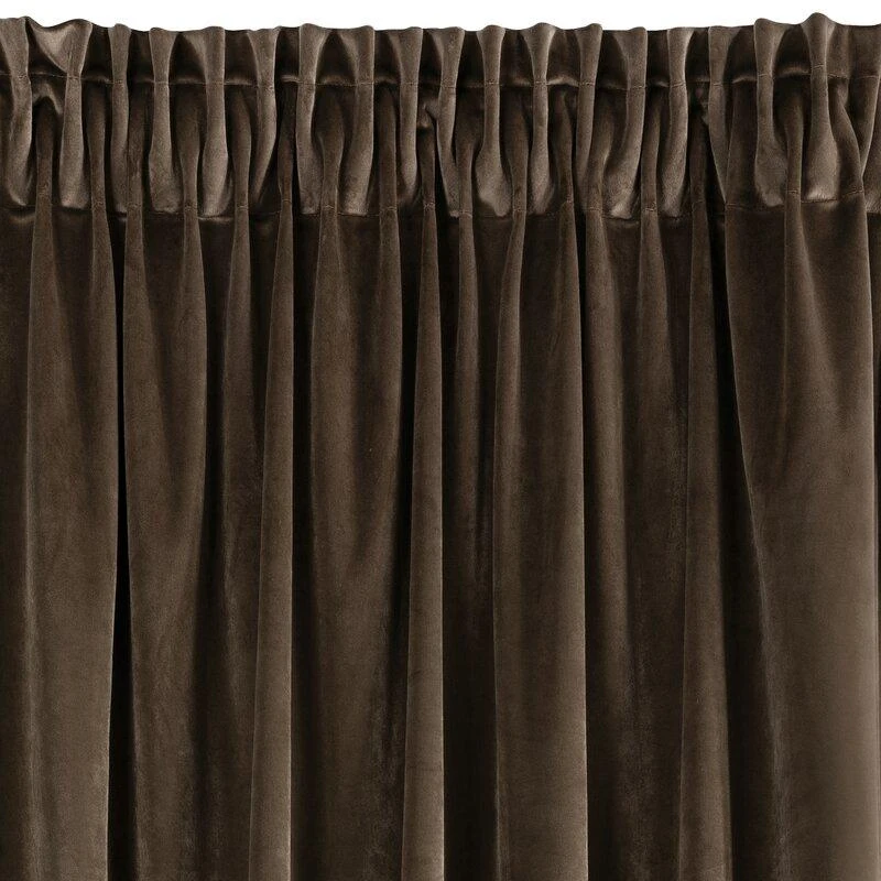 Naktinė užuolaida iš minkšto aksomo Eurofirany DIVA LINE RIA 140X270 cm, juosta/ tunelis/ kabliukai, 300g/m2, spalva: ruda