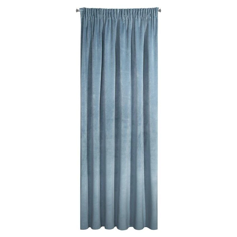 Naktinė užuolaida iš minkšto aksomo Eurofirany DIVA LINE RIA 140X270 cm, juosta/ tunelis/ kabliukai, 300g/m2, spalva: mėlyna