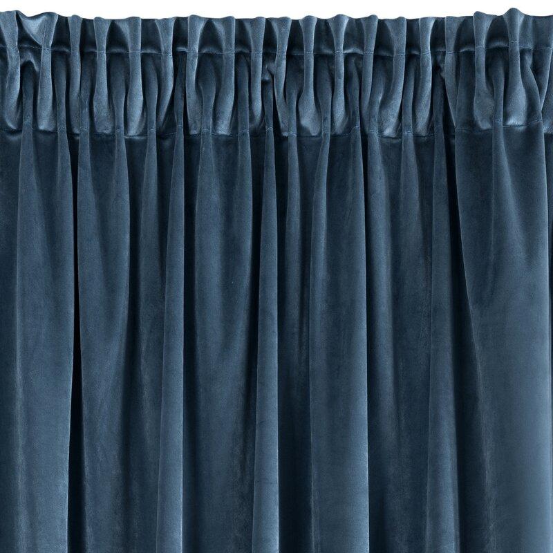 Naktinė užuolaida iš minkšto aksomo Eurofirany DIVA LINE RIA 140X270 cm, juosta/ tunelis/ kabliukai, 300g/m2, spalva: tamsiai mėlyna