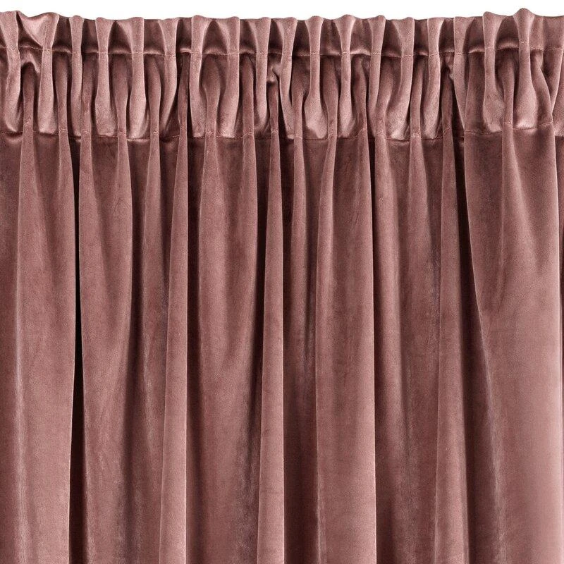 Naktinė užuolaida iš minkšto aksomo Eurofirany DIVA LINE RIA 140X270 cm, juosta/ tunelis/ kabliukai, 300g/m2, spalva: tamsiai rožinė