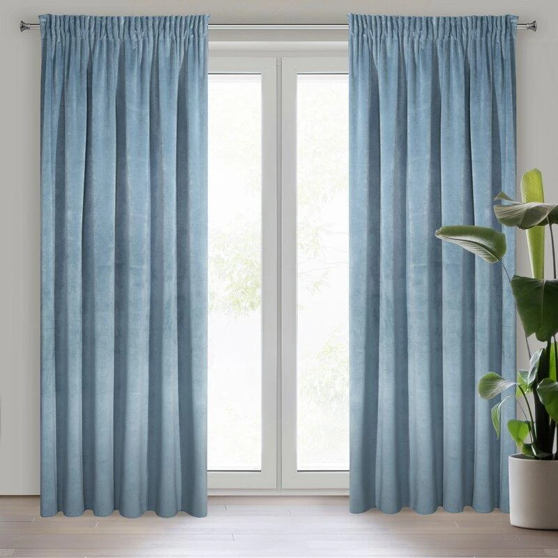 Naktinė užuolaida iš minkšto aksomo Eurofirany DIVA LINE RIA 140X270 cm, juosta/ tunelis/ kabliukai, 300g/m2, spalva: mėlyna