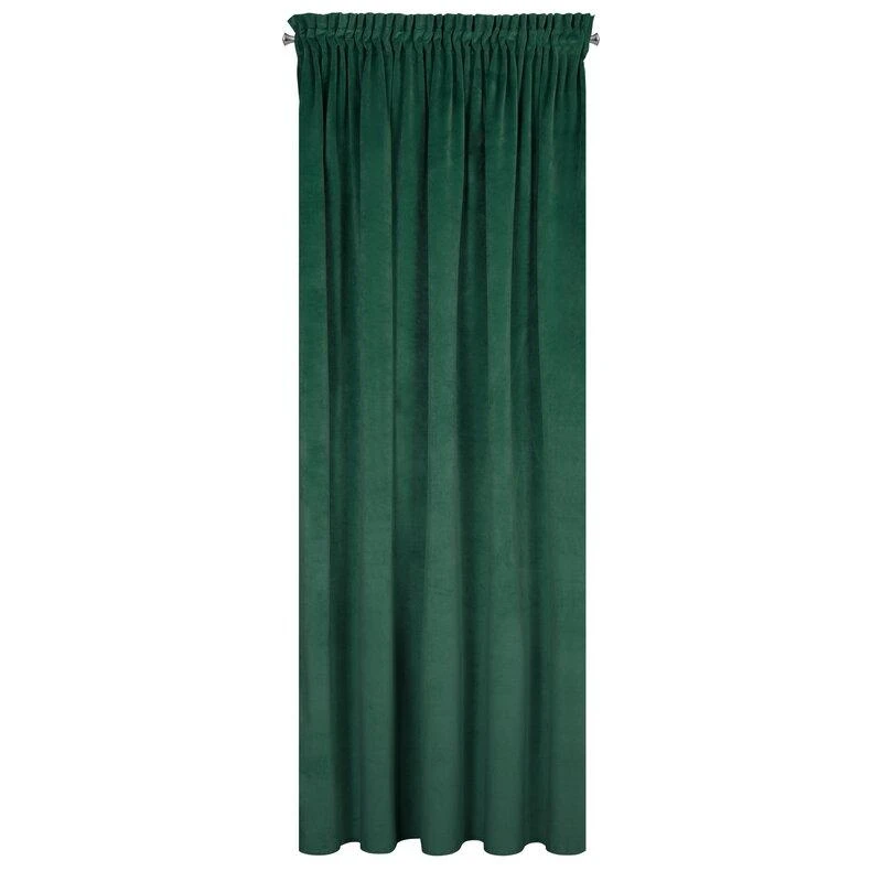 Naktinė užuolaida iš minkšto aksomo Eurofirany DIVA LINE RIA 140X270 cm, juosta/ tunelis/ kabliukai, 300g/m2, spalva: tamsiai žalia