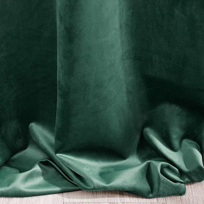 Naktinė užuolaida iš minkšto aksomo Eurofirany DIVA LINE RIA 140X270 cm, juosta/ tunelis/ kabliukai, 300g/m2, spalva: tamsiai žalia