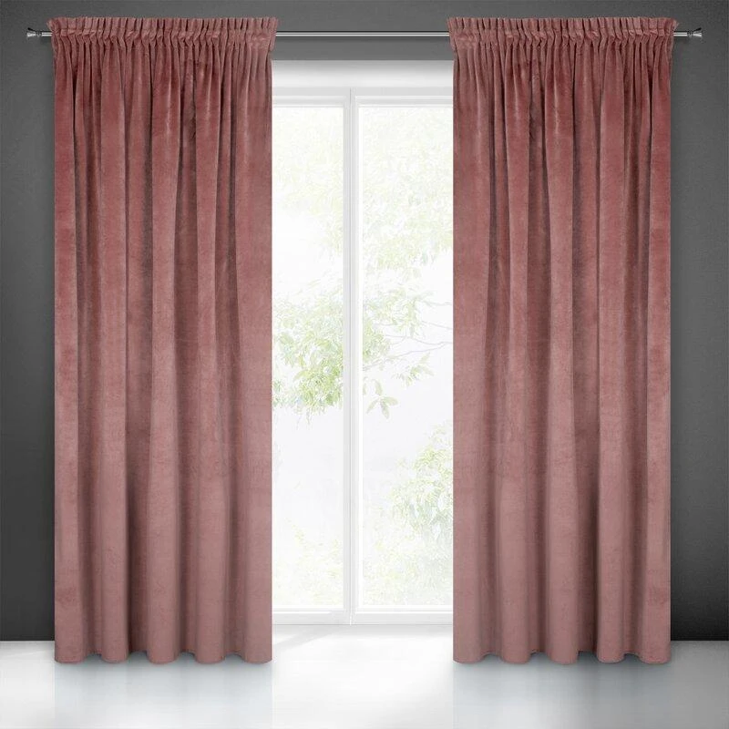 Naktinė užuolaida iš minkšto aksomo Eurofirany DIVA LINE RIA 140X270 cm, juosta/ tunelis/ kabliukai, 300g/m2, spalva: tamsiai rožinė