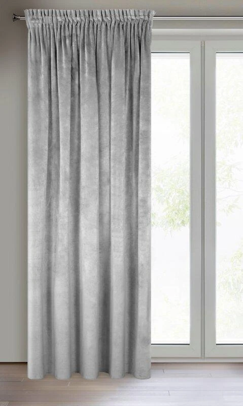 Naktinė užuolaida iš minkšto aksomo Eurofirany DIVA LINE RIA 140X270 cm, juosta/ tunelis/ kabliukai, 300g/m2, spalva: plieno