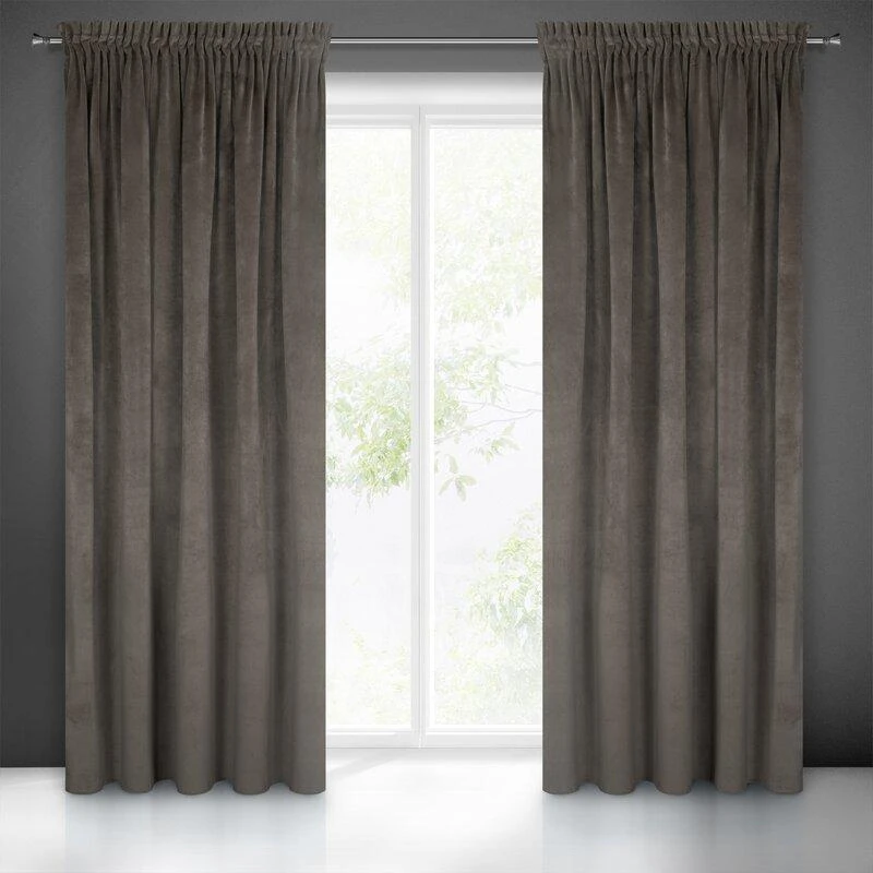 Naktinė užuolaida iš minkšto aksomo Eurofirany DIVA LINE RIA 140X270 cm, juosta/ tunelis/ kabliukai, 300g/m2, spalva: grafito