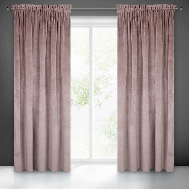 Naktinė užuolaida iš minkšto aksomo Eurofirany DIVA LINE RIA 140X270 cm, juosta/ tunelis/ kabliukai, 300g/m2, spalva: pudros