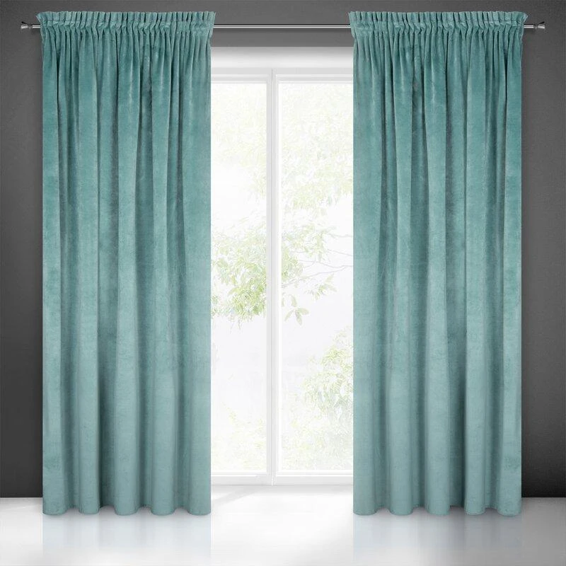 Naktinė užuolaida iš minkšto aksomo Eurofirany DIVA LINE RIA 140X270 cm, juosta/ tunelis/ kabliukai, 300g/m2, spalva: mėlyna