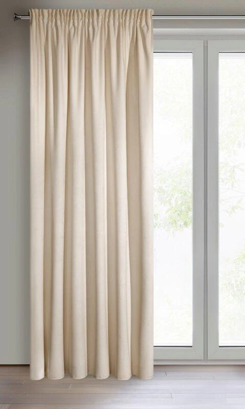 Naktinė užuolaida iš minkšto aksomo Eurofirany DIVA LINE RIA 140X270 cm, juosta/ tunelis/ kabliukai, 300g/m2, spalva: smėlio