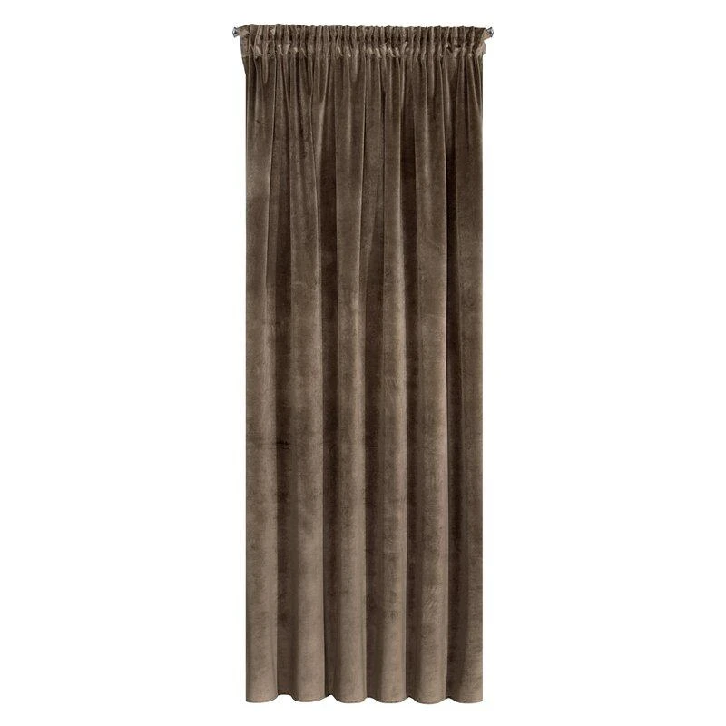 Naktinė užuolaida iš minkšto aksomo Eurofirany DIVA LINE RIA 140X270 cm, juosta/ tunelis/ kabliukai, 300g/m2, spalva: ruda