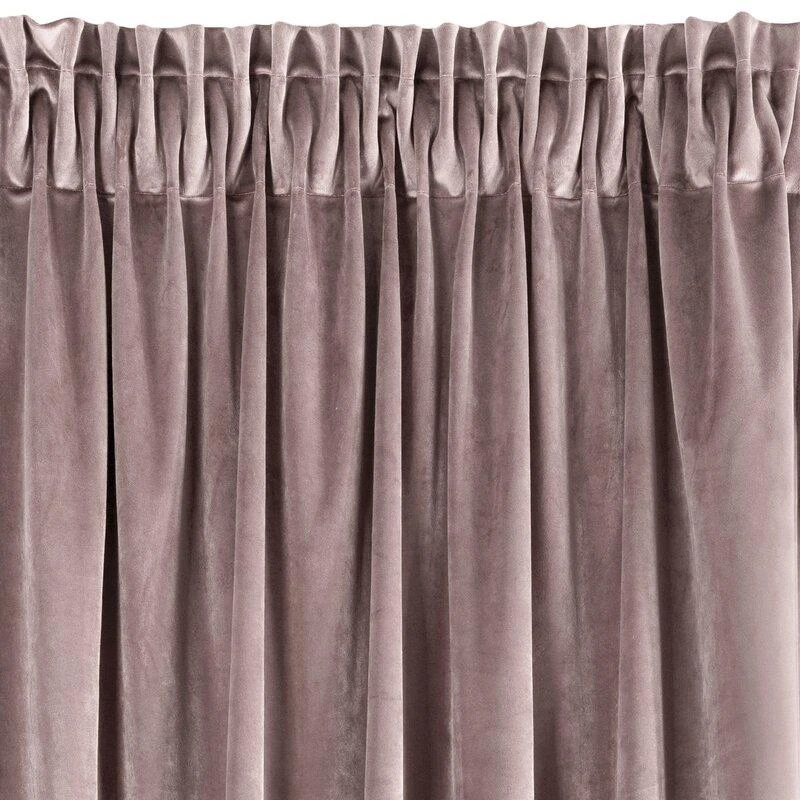 Naktinė užuolaida iš minkšto aksomo Eurofirany DIVA LINE RIA 140X270 cm, juosta/ tunelis/ kabliukai, 300g/m2, spalva: pudros