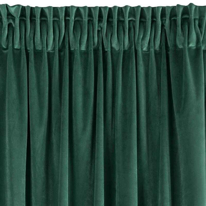 Naktinė užuolaida iš minkšto aksomo Eurofirany DIVA LINE RIA 140X270 cm, juosta/ tunelis/ kabliukai, 300g/m2, spalva: tamsiai žalia