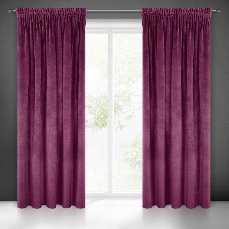 Naktinė užuolaida iš minkšto aksomo Eurofirany DIVA LINE RIA 140X270 cm, juosta/ tunelis/ kabliukai, 300g/m2, spalva: violetinė