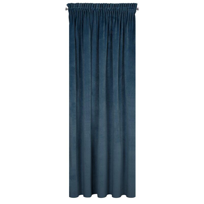 Naktinė užuolaida iš minkšto aksomo Eurofirany DIVA LINE RIA 140X270 cm, juosta/ tunelis/ kabliukai, 300g/m2, spalva: tamsiai mėlyna