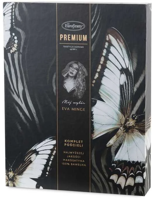 Eurofirany Medvilnės satino patalynės komplektas, 220x200 cm antklodės užvalkalas su 2 pagalvių užvalkalais, juodas ir rūdžių spalvos drugelių raštas, užtrauktukas, 125 g/m² tankis, miegamojo tekstilė