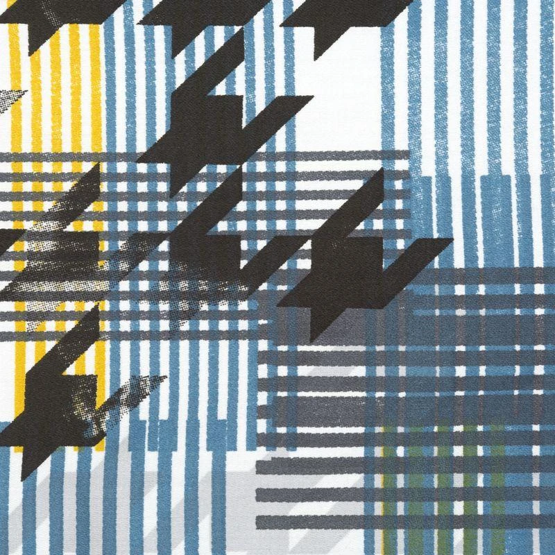 Eurofirany Medvilninio satino patalynės komplektas, 220x200 cm, su dviem pagalvių užvalkalais, mėlynos geltonos juodos spalvos languotas raštas, skaitmeninė spauda, dovanų dėžutė, elegantiškas miegamojo dekoras Patalynė