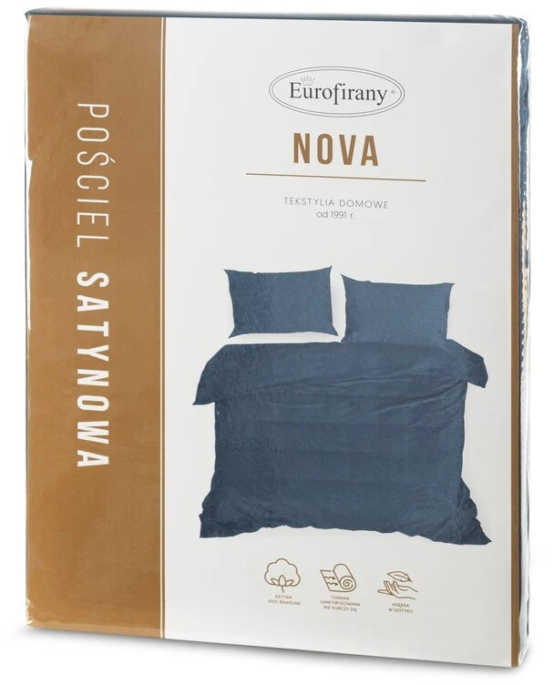 Patalynės komplektas Patalynė satynowa 180x200 Nova ciemnogranatowa dvipusė Eurofirany Patalynė