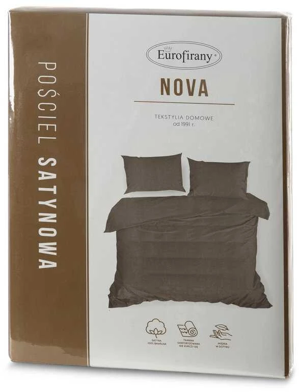 Patalynės komplektas Patalynė satynowa 140x200 Nova jasnobrązowa dvipusė Eurofirany Patalynė