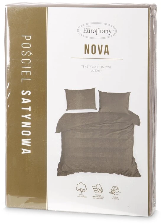 Patalynės komplektas Patalynė satynowa 140x200 Nova jasnobrązowa dvipusė Eurofirany Patalynė