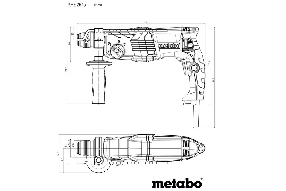 Perforatorius Metabo KHE 2645; 850 W; 2,9 J; SDS-plus