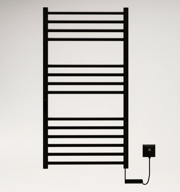 Elektrinis, juodas rankšluosčių džiovintuvas-gyvatukas Nemo Lux Krona 15, 130x53 cm