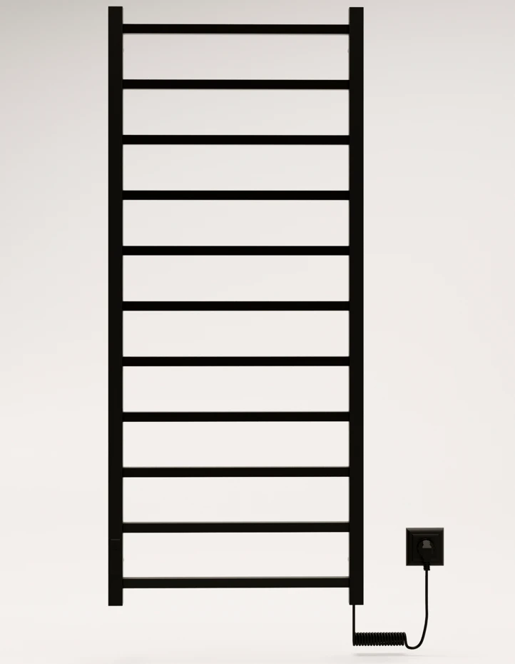 Elektrinis, juodas rankšluosčių džiovintuvas-gyvatukas Nemo Lux Laufer 11, 123x53 cm