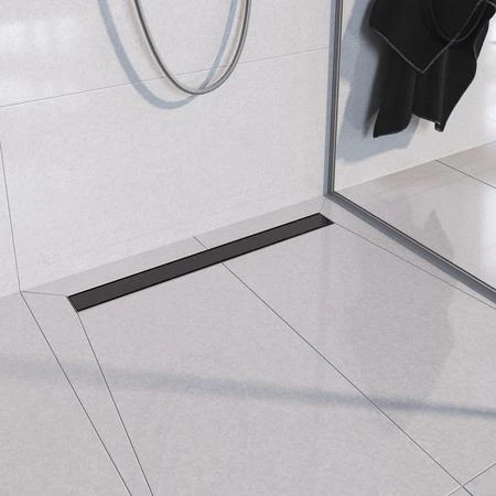 Plastikinis DUO latakas su nerūdijančio plieno juodomis grotelėmis Vogi 700mm