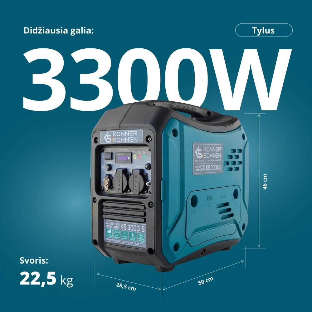 Inverterinis generatorius Könner & Söhnen KS 3000i S, 3,0 kW, 230 V, 4 l, IP23M