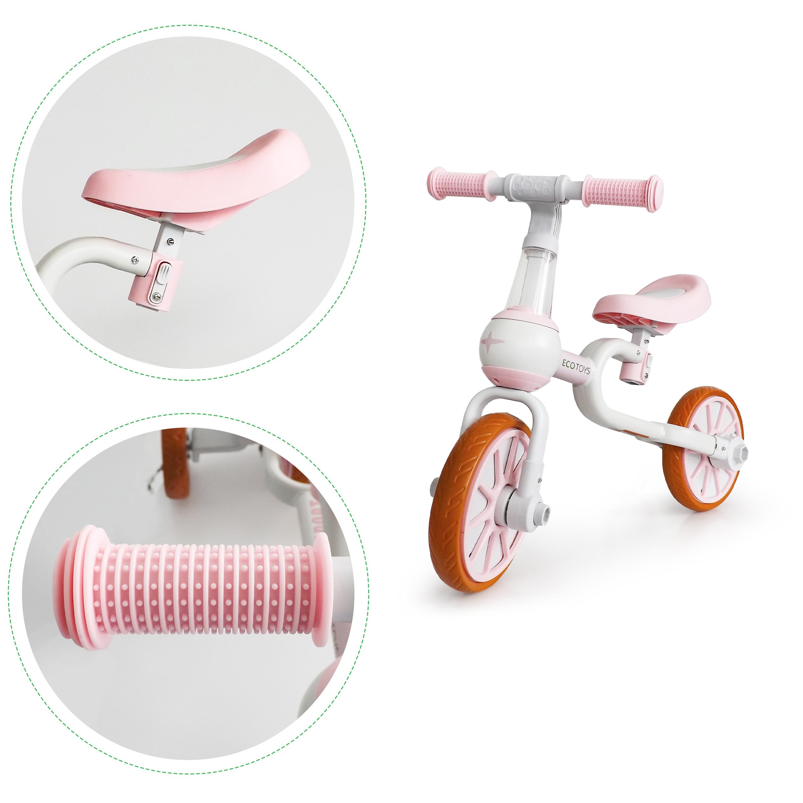 Balansinis dviratis su pedalais ir šoniniais ratais Ecotoys 4in1
