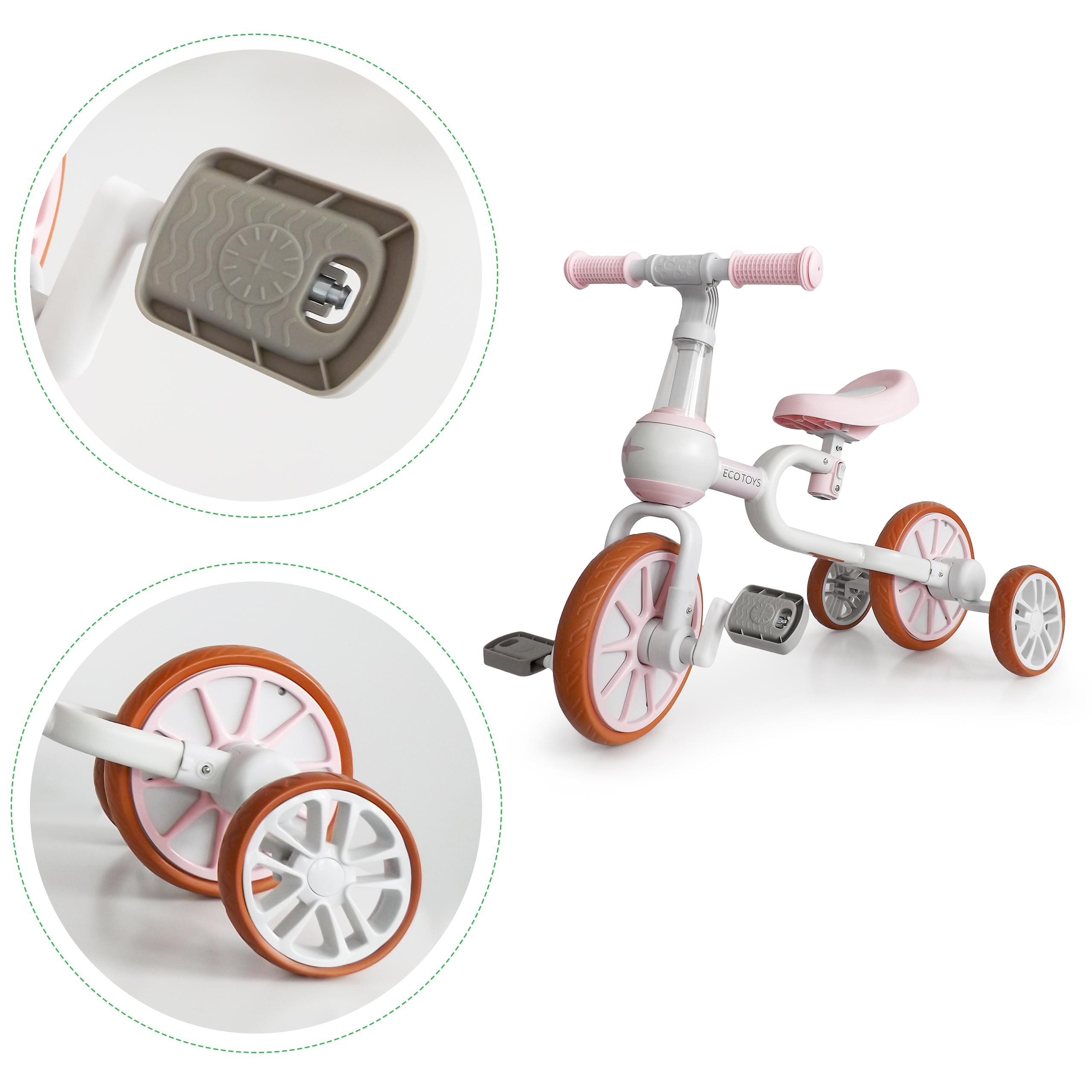 Balansinis dviratis su pedalais ir šoniniais ratais Ecotoys 4in1