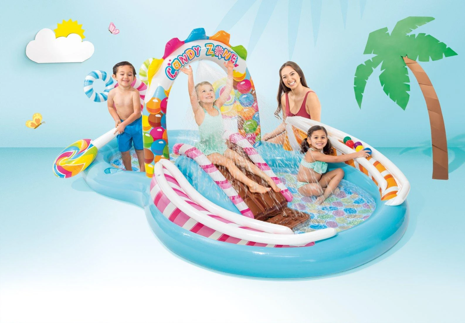INTEX CANDY WATER ŽAIDIMŲ AIKŠTELĖ, 295 CM X 191 CM X 130 CM, 57149NP