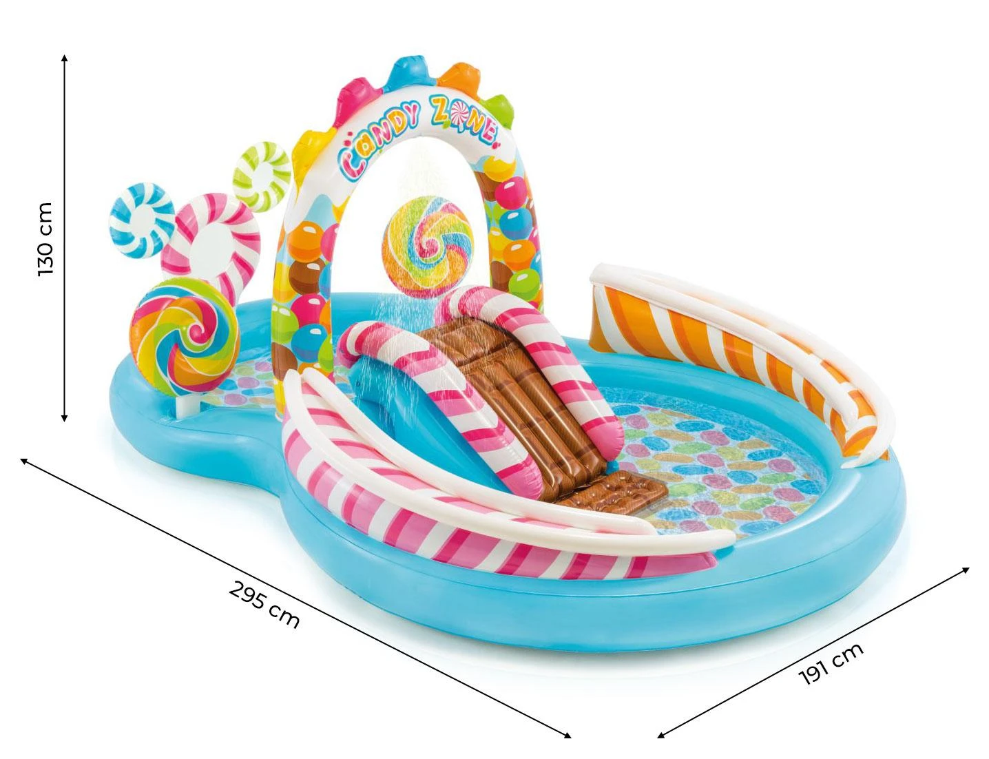 INTEX CANDY WATER ŽAIDIMŲ AIKŠTELĖ, 295 CM X 191 CM X 130 CM, 57149NP