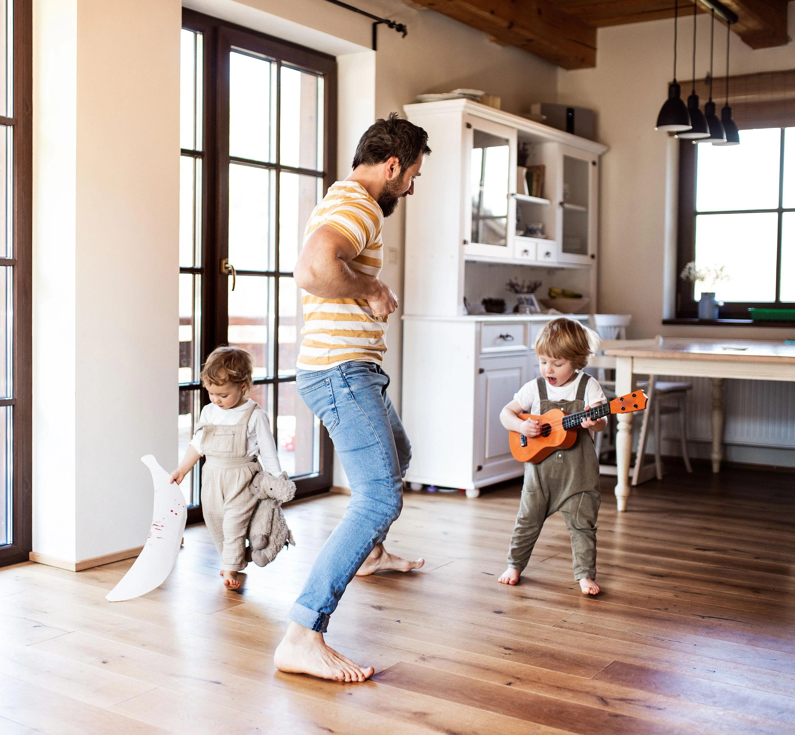 Vaikiškas medinis ukulelė 4 stygų ECOTOYS
