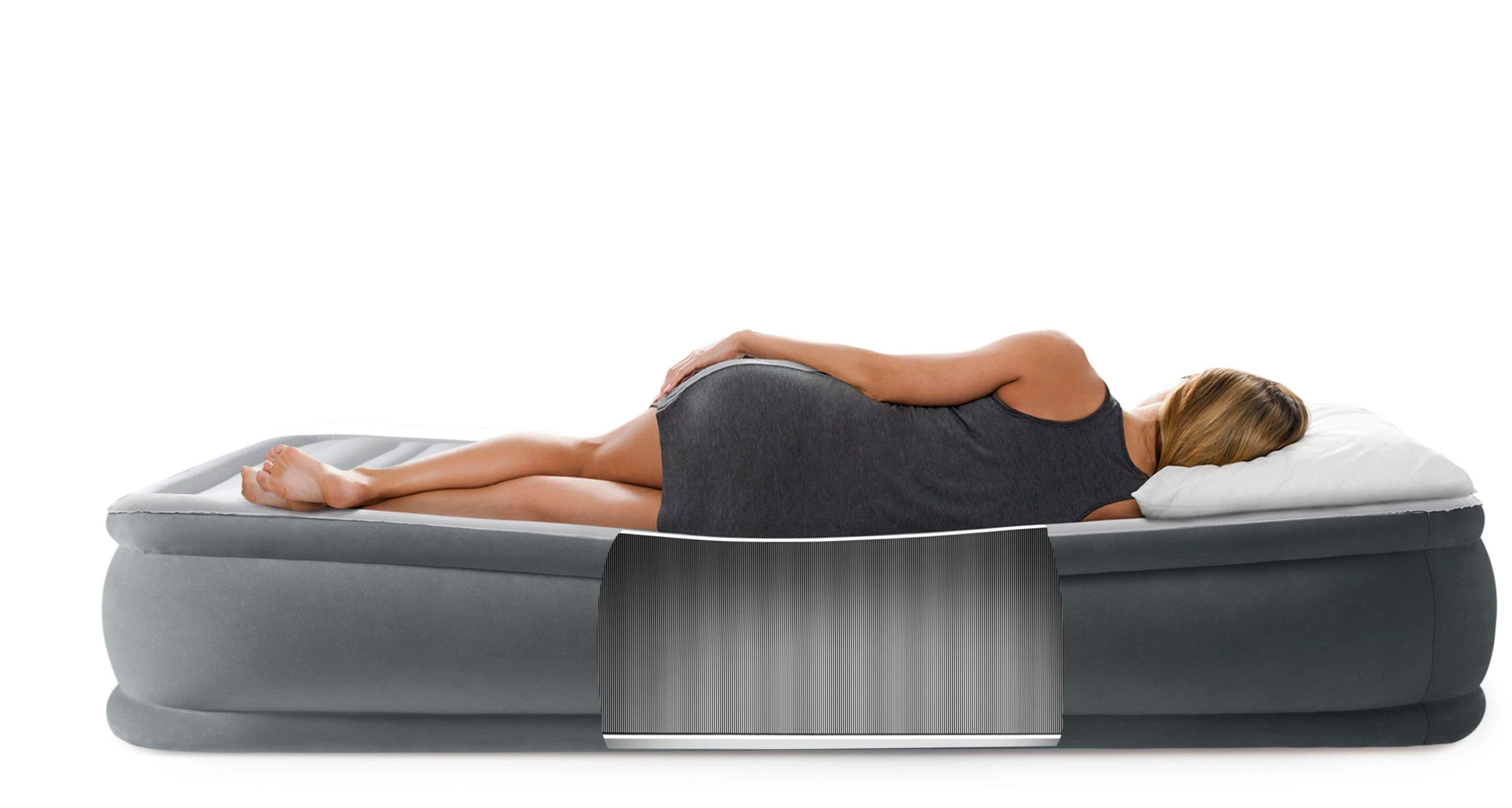 Pripučiamas čiužinys INTEX Twin Comfort-Plush Mid-Rise su integruota elektrine pompa, 99×191×33 cm