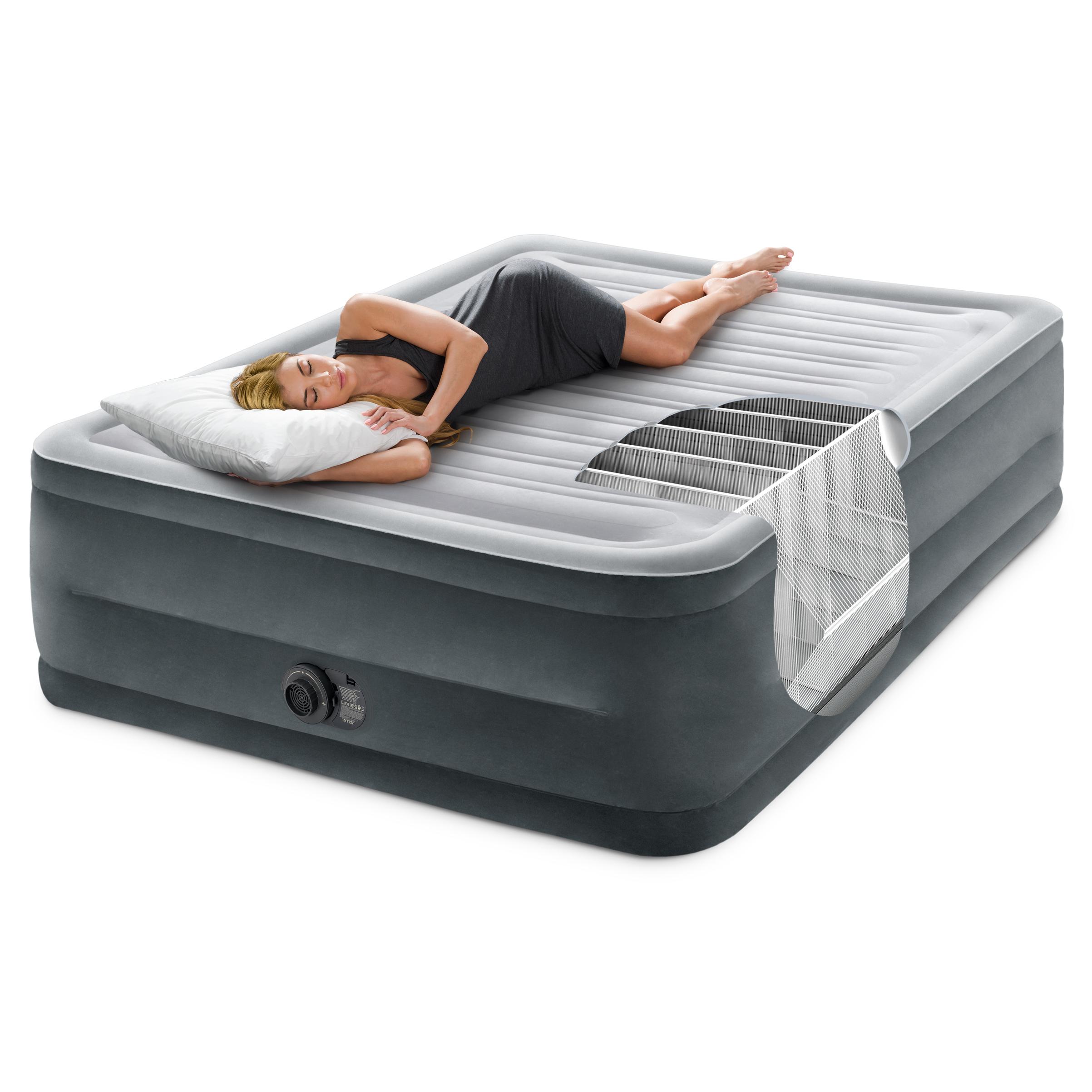 Pripučiamas čiužinys-lova INTEX Queen Comfort-Plush, Airbed W/Fiber-Tech RP su pompa,152x203x52cm