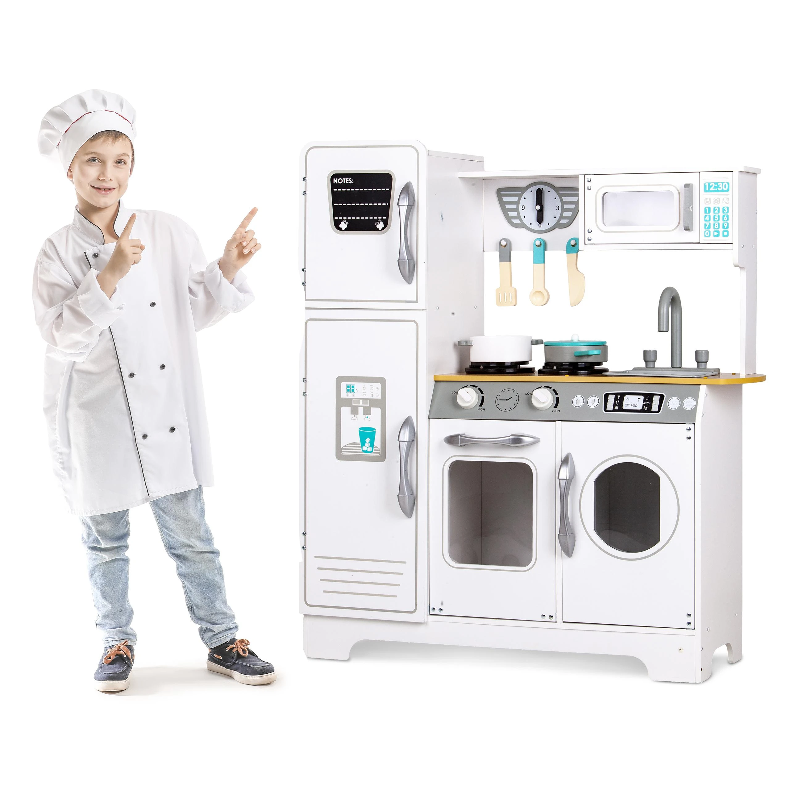 Didžiulė balta medinė virtuvė vaikams "Ecotoys
