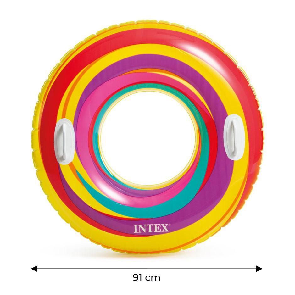Intex geltonai dryžuotas plaukimo ratas, 91 cm