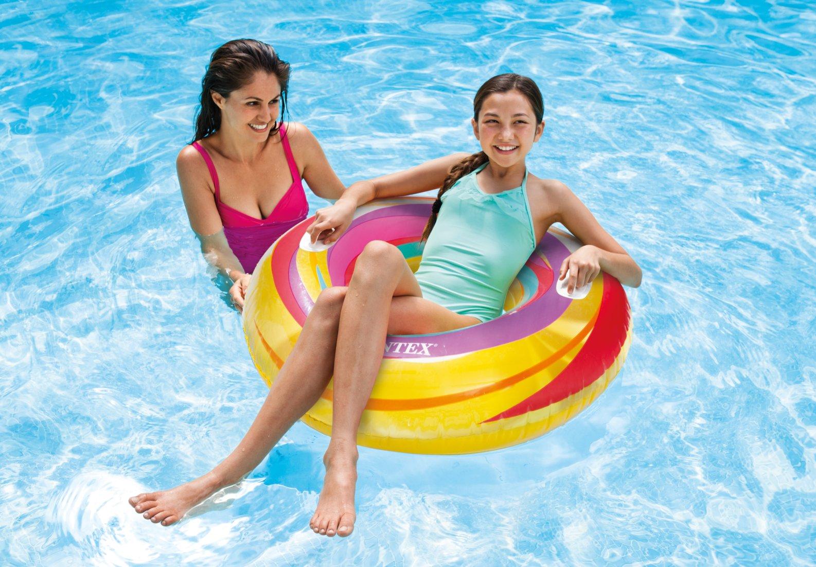 Intex geltonai dryžuotas plaukimo ratas, 91 cm