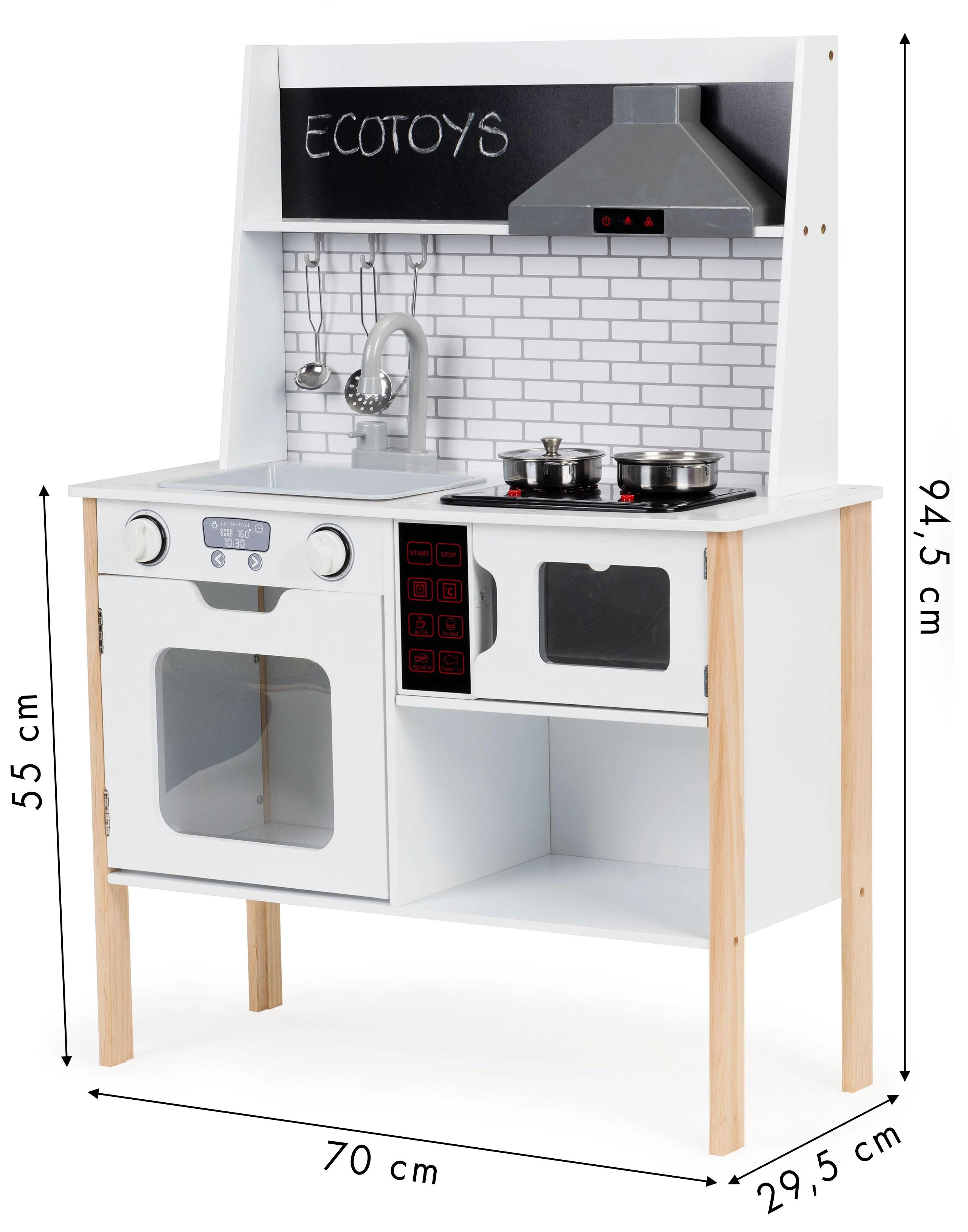 Medinė virtuvėlė vaikams su garsais ir šviesomis ECOTOYS
