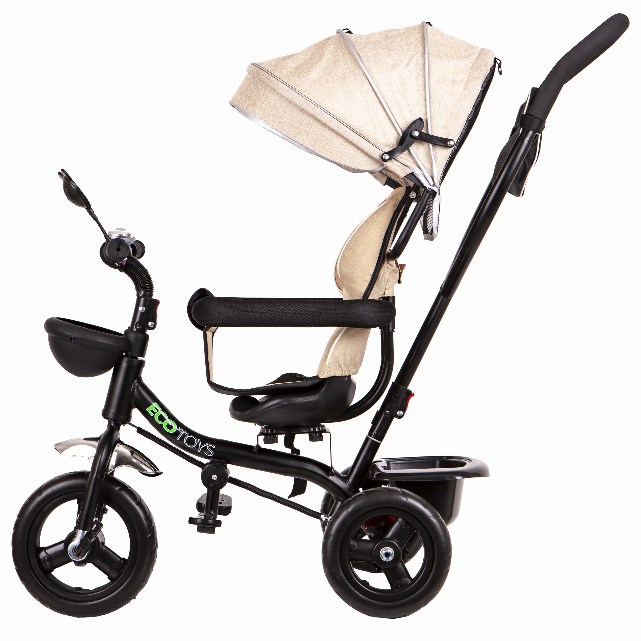 Ecotoys Triratukas su besisukančia sėdyne Eco Toys, smėlio spalvos
