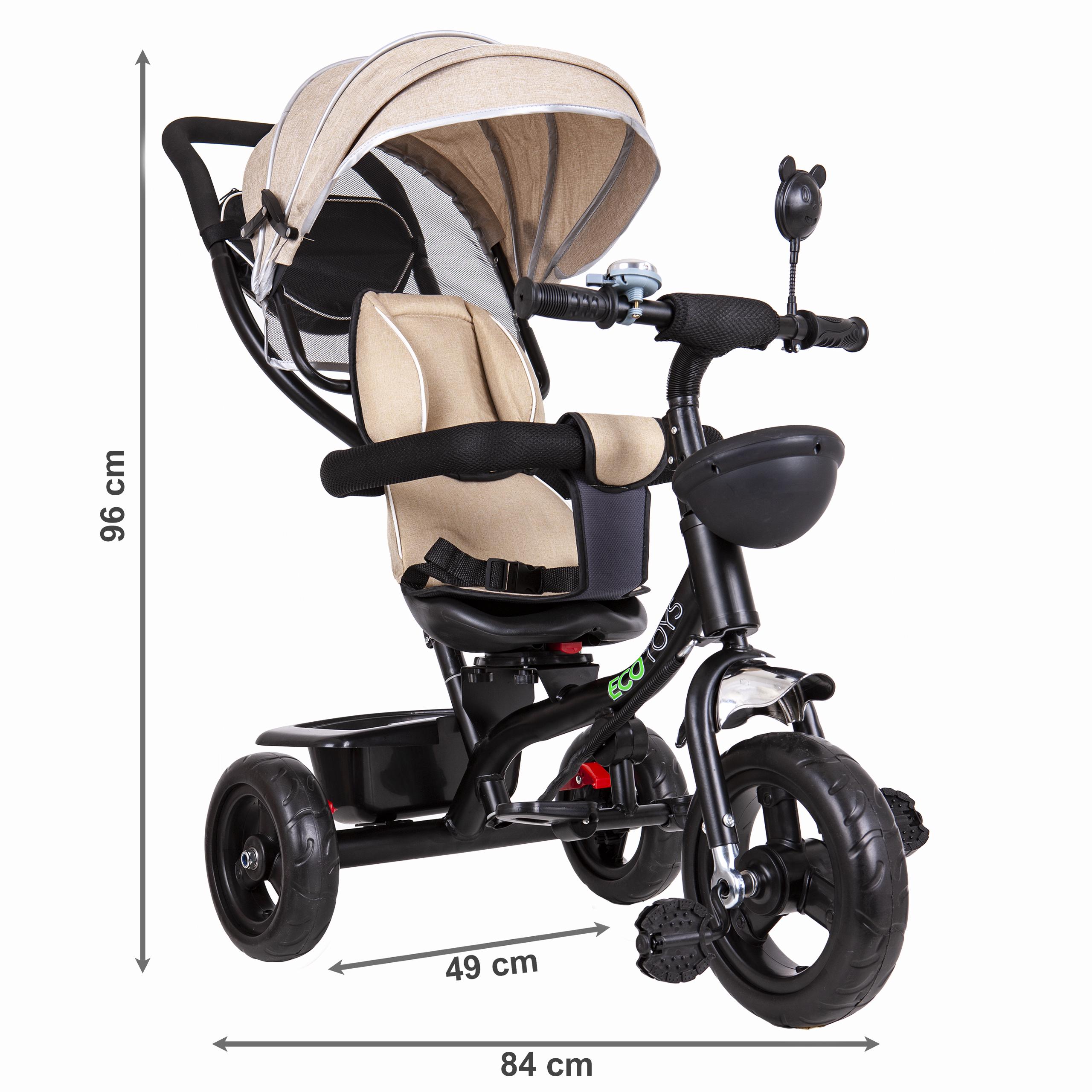 Ecotoys Triratukas su besisukančia sėdyne Eco Toys, smėlio spalvos