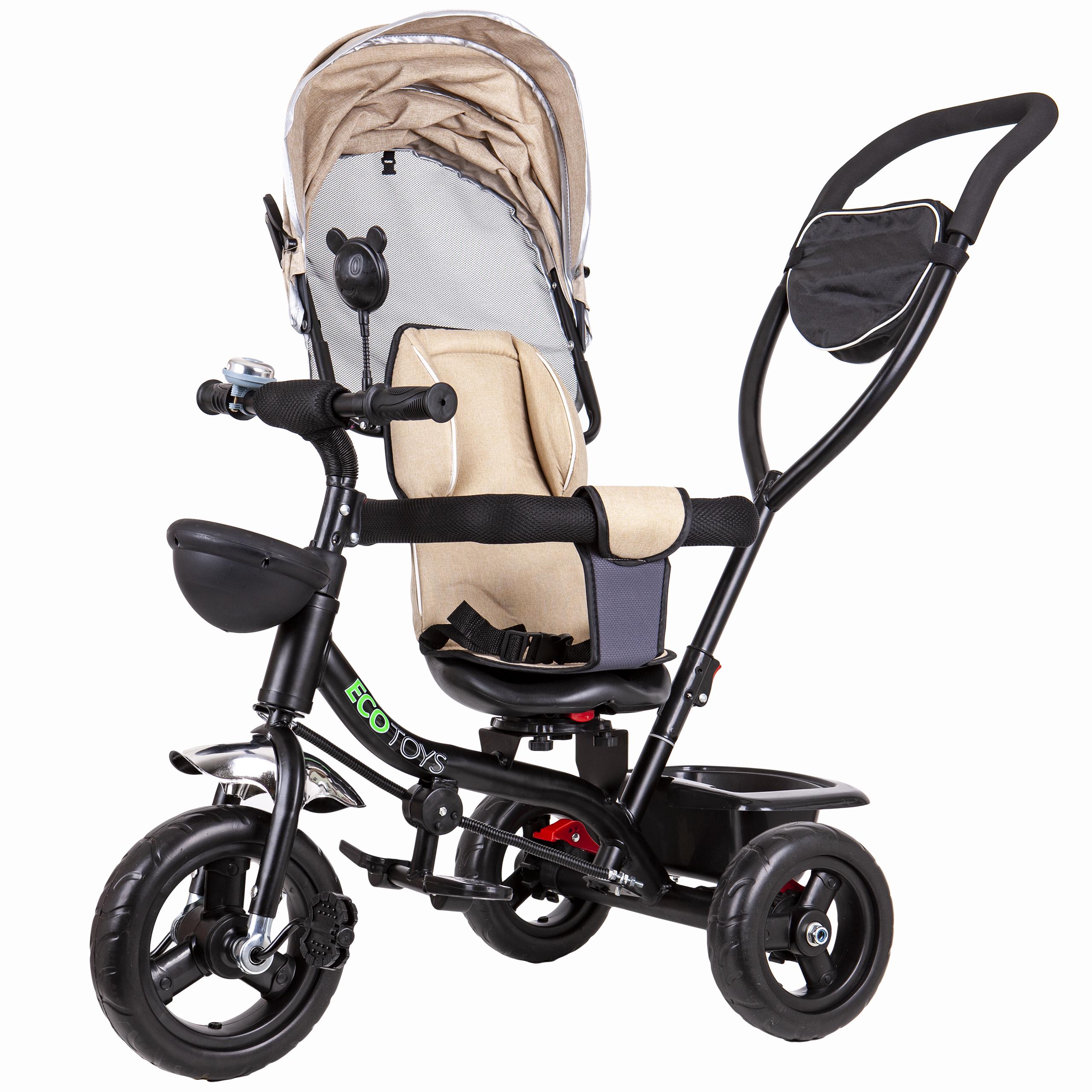 Ecotoys Triratukas su besisukančia sėdyne Eco Toys, smėlio spalvos