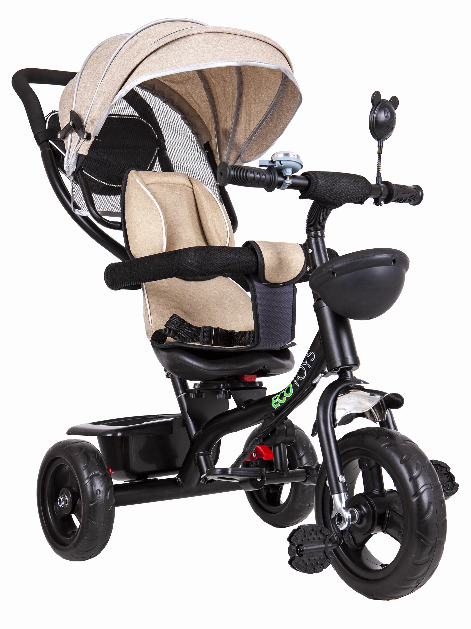 Ecotoys Triratukas su besisukančia sėdyne Eco Toys, smėlio spalvos