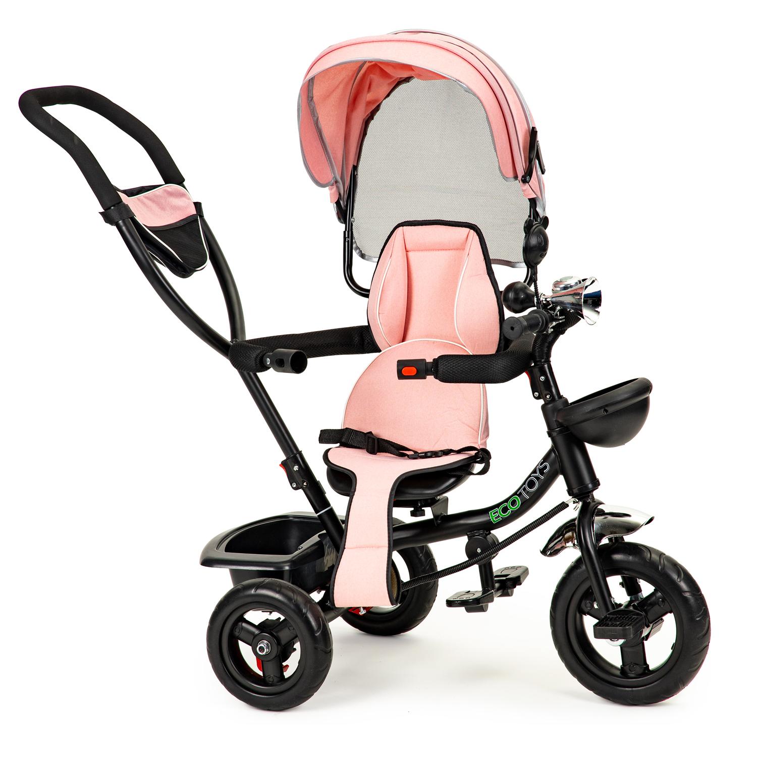 Ecotoys Triratukas su pasukama sėdyne Eco Toys, rožinis