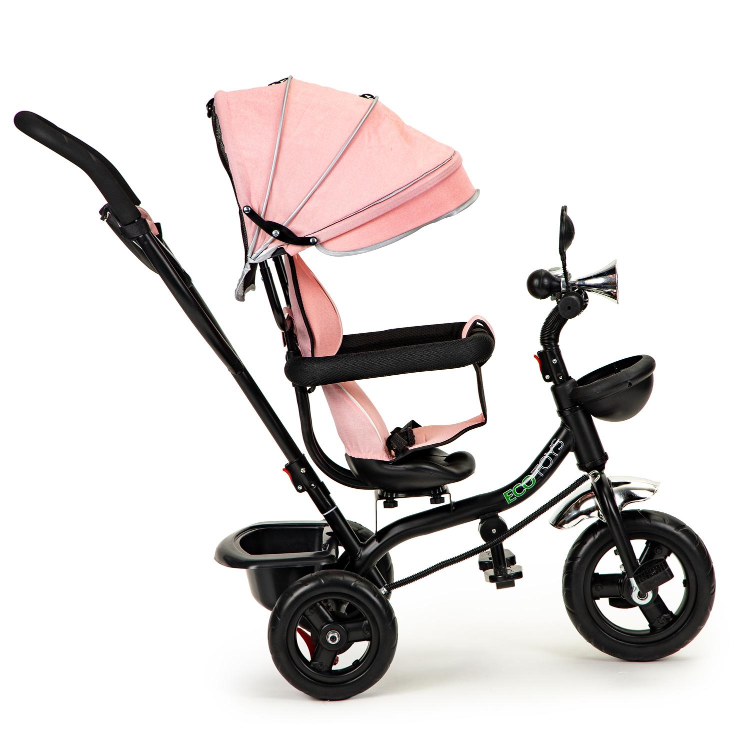 Ecotoys Triratukas su pasukama sėdyne Eco Toys, rožinis