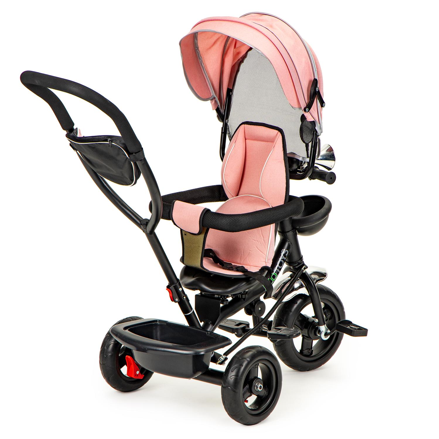 Ecotoys Triratukas su pasukama sėdyne Eco Toys, rožinis
