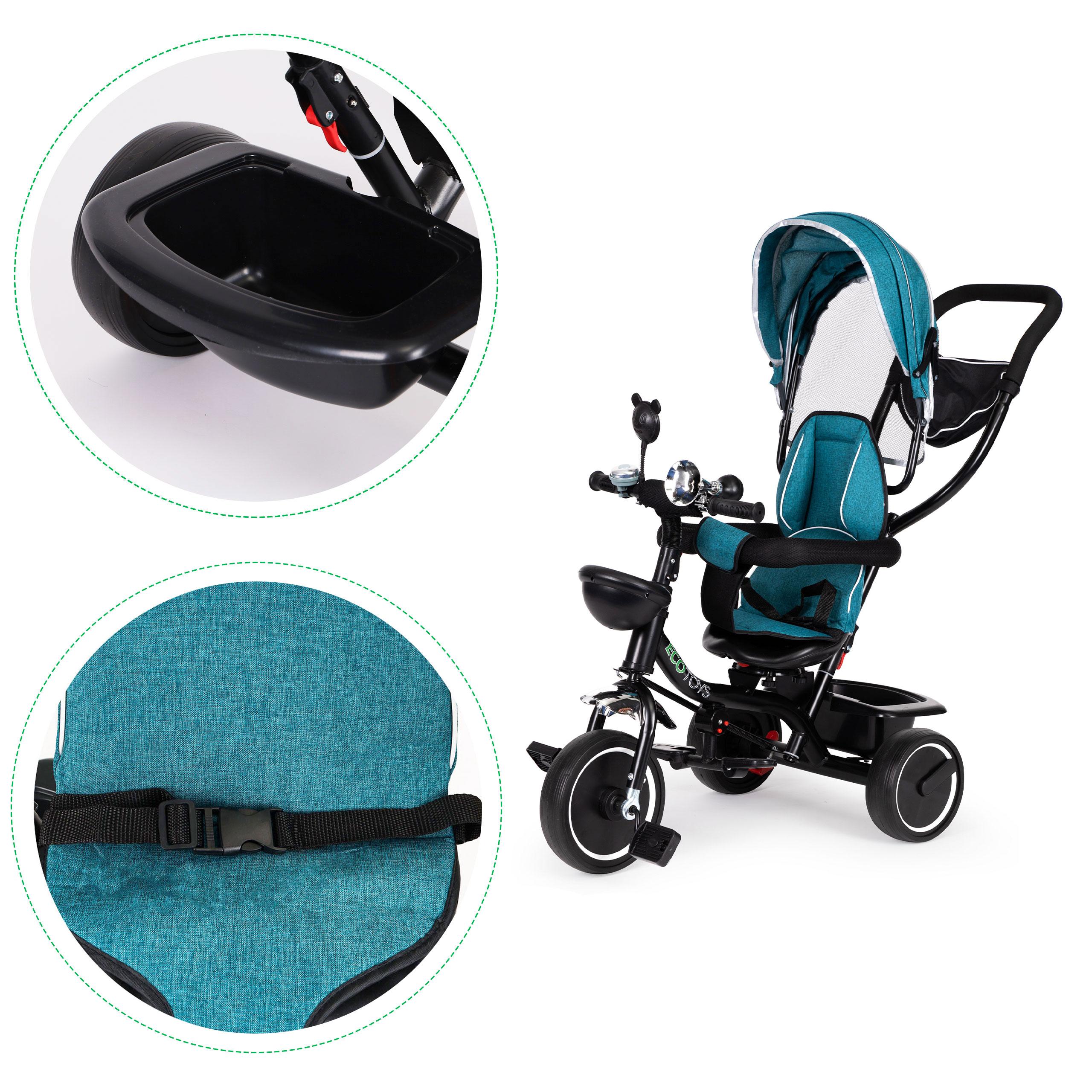 Ecotoys Dviračio triratukas vežimėlio pasukama sėdynė