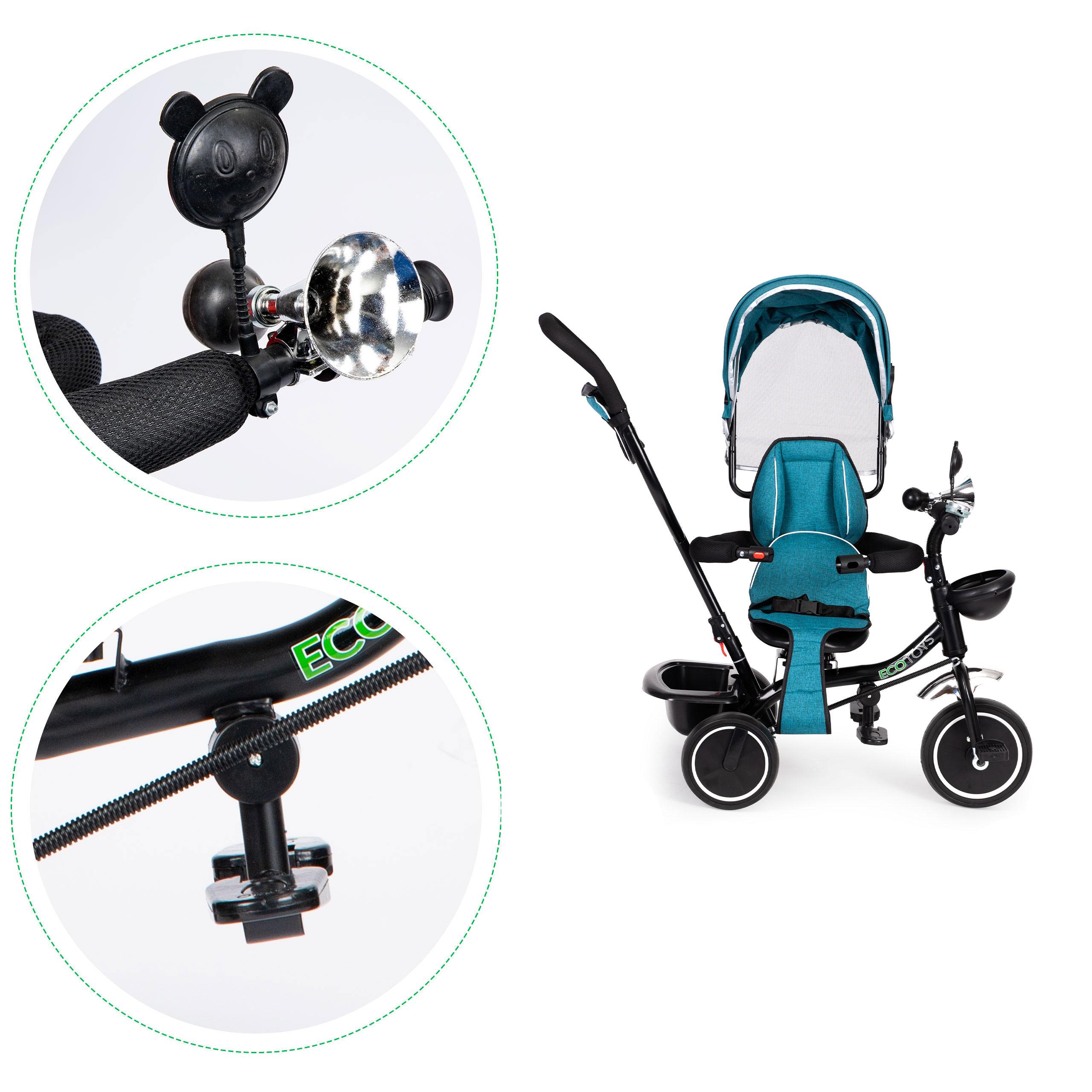 Ecotoys Dviračio triratukas vežimėlio pasukama sėdynė