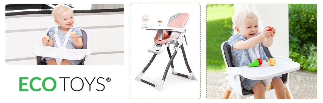 Maitinimo kėdutė BEAR su padėklu ir diržais Ecotoys